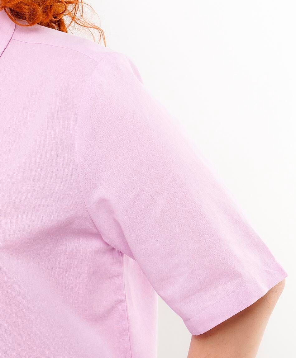 Blusa mujer lisa rosada lino