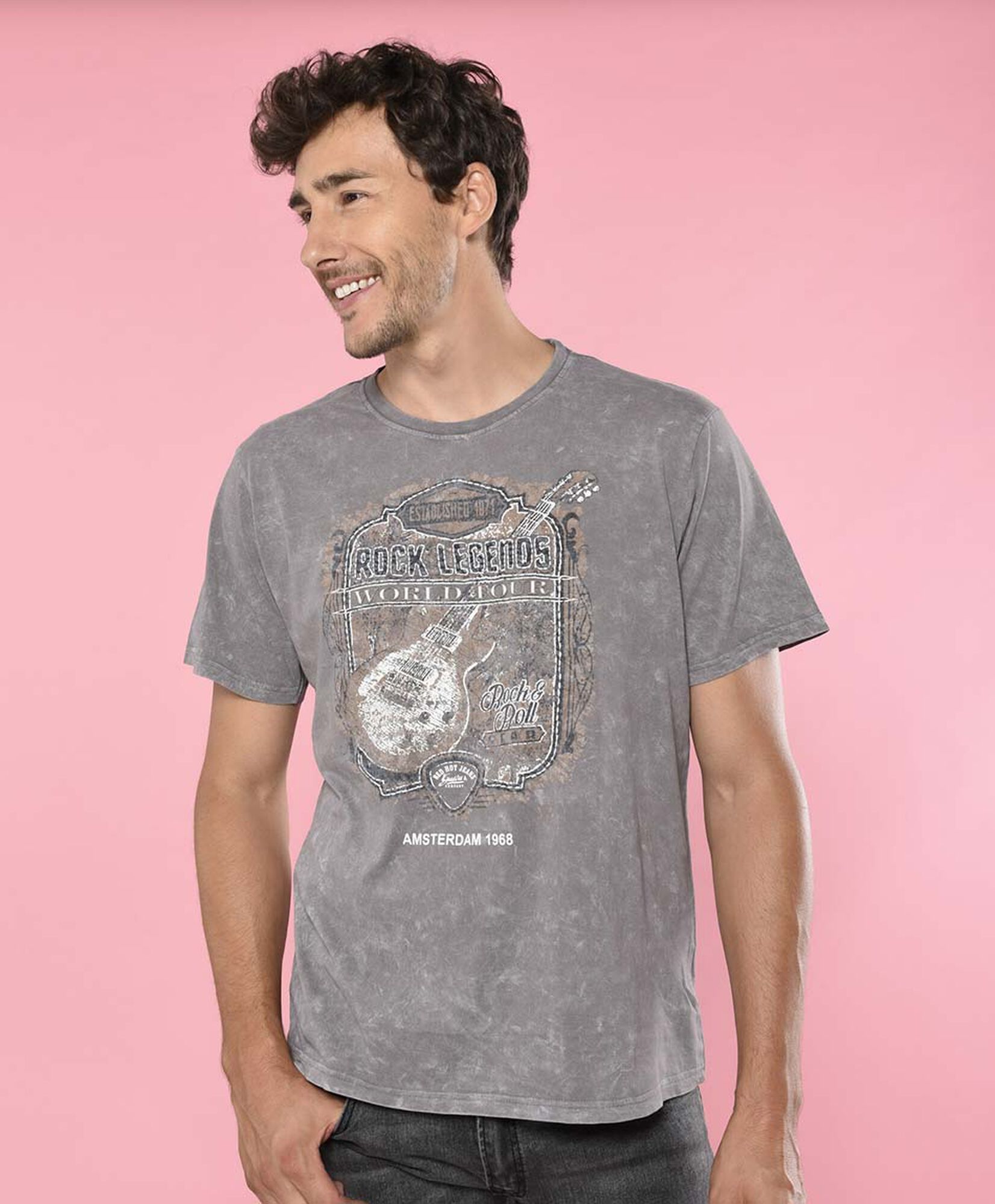 Polera hombre estampado guitarra Polera hombre estampado guitarra