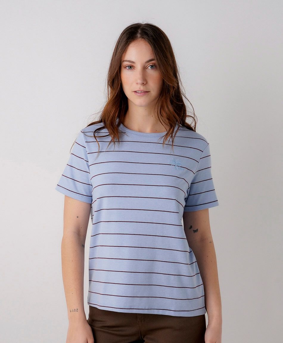 Polera mujer l&iacute;neas bordado