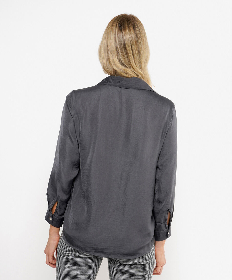 Blusa mujer gris estilo sat&iacute;n