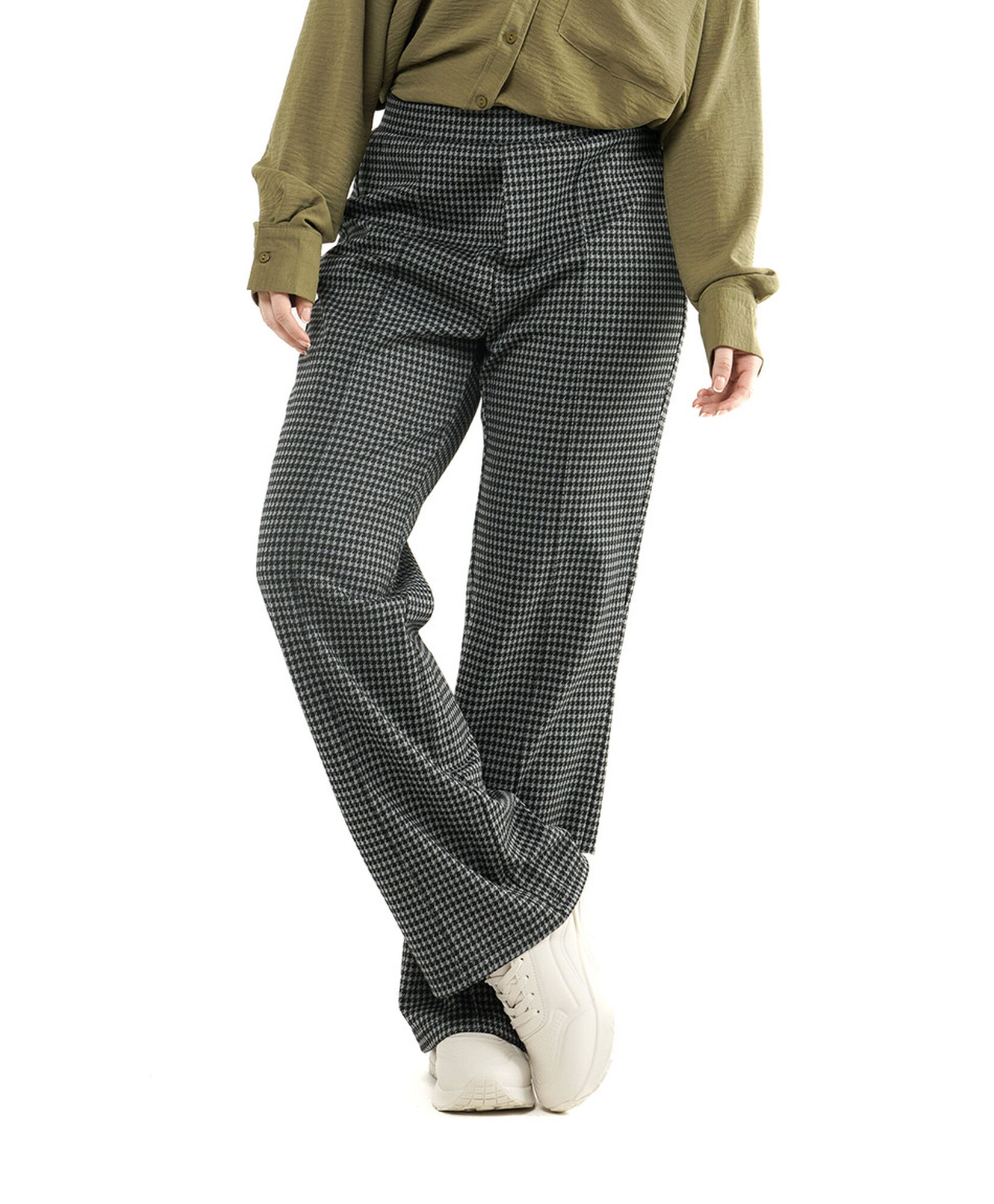 Pantalón mujer pied de poule comfy wide Pantalón mujer pied de poule comfy wide