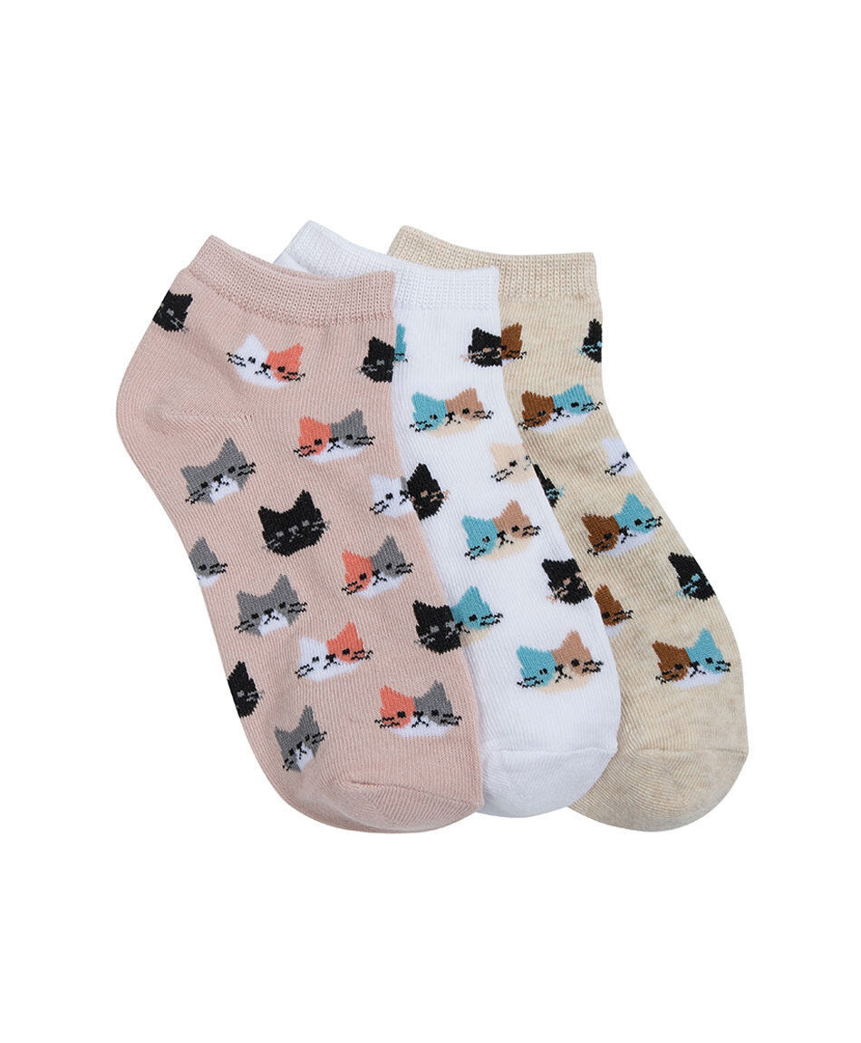 Pack 3 calcetines ni&ntilde;a gatitos