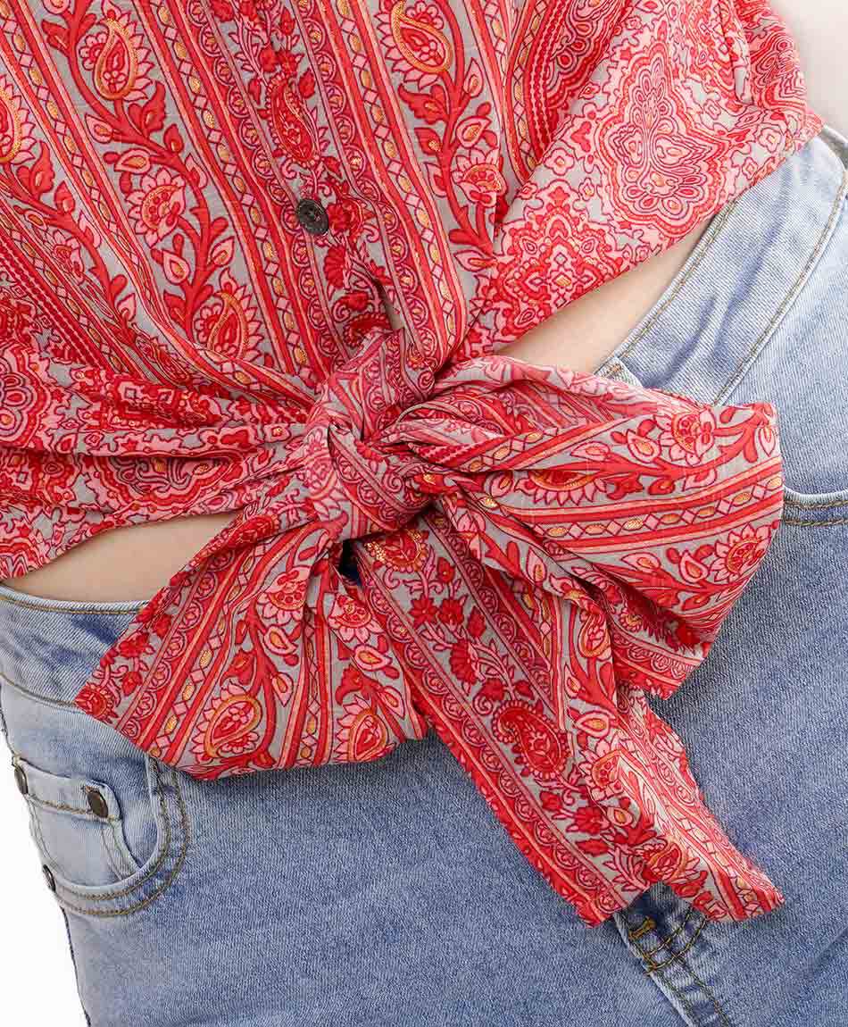 Blusa mujer nudo acinturado