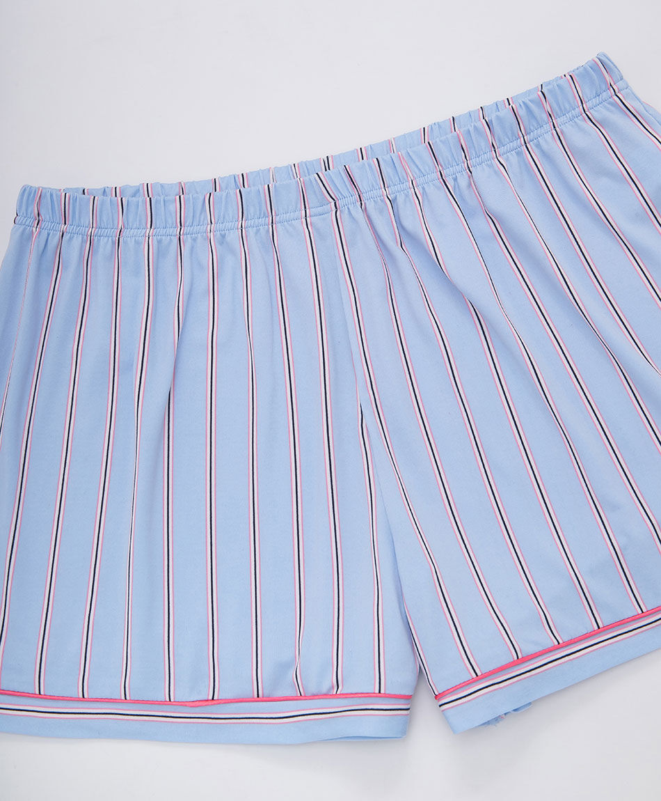 Pijama mujer camisero rayas azul short