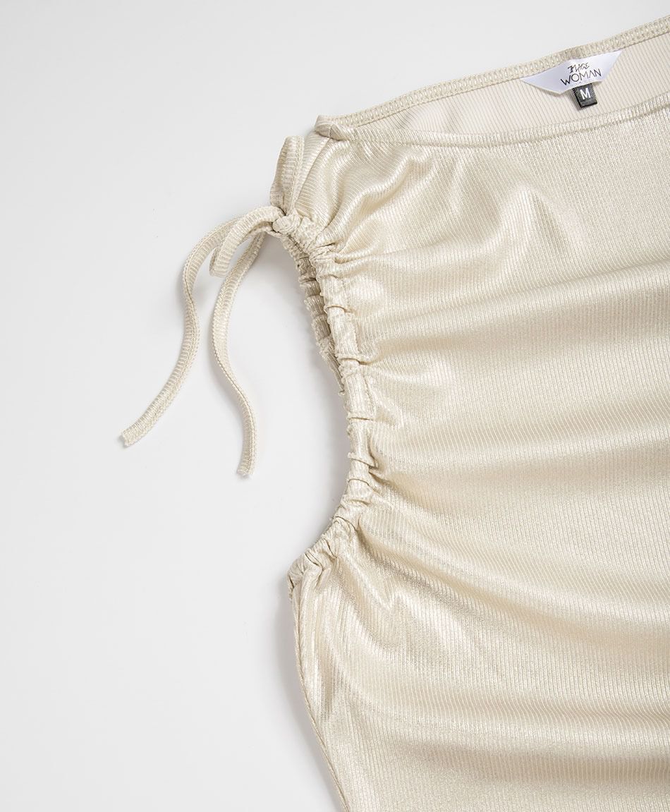 Polera mujer dorada lazo