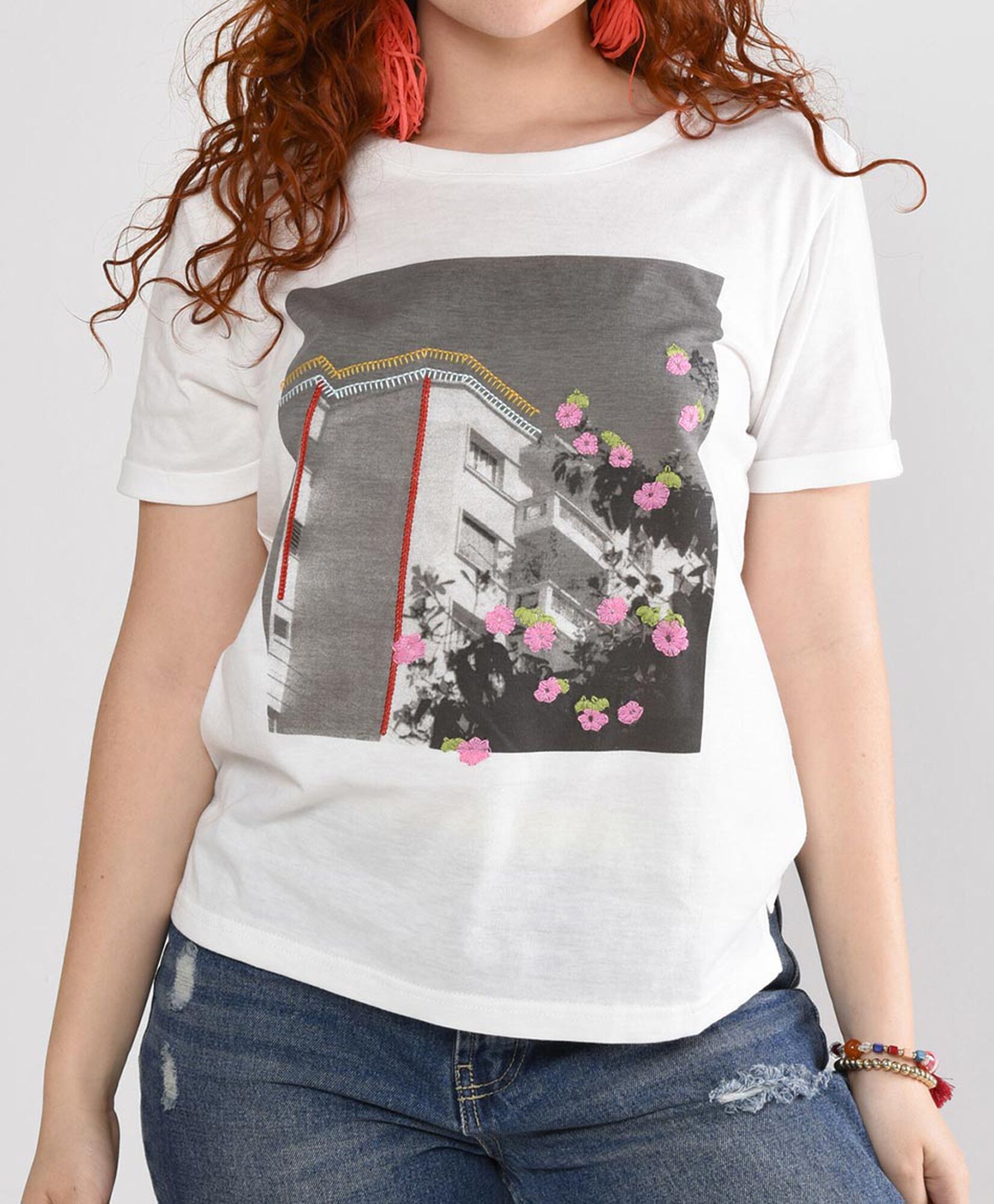 Polera mujer estampada manga corta Polera mujer estampada manga corta