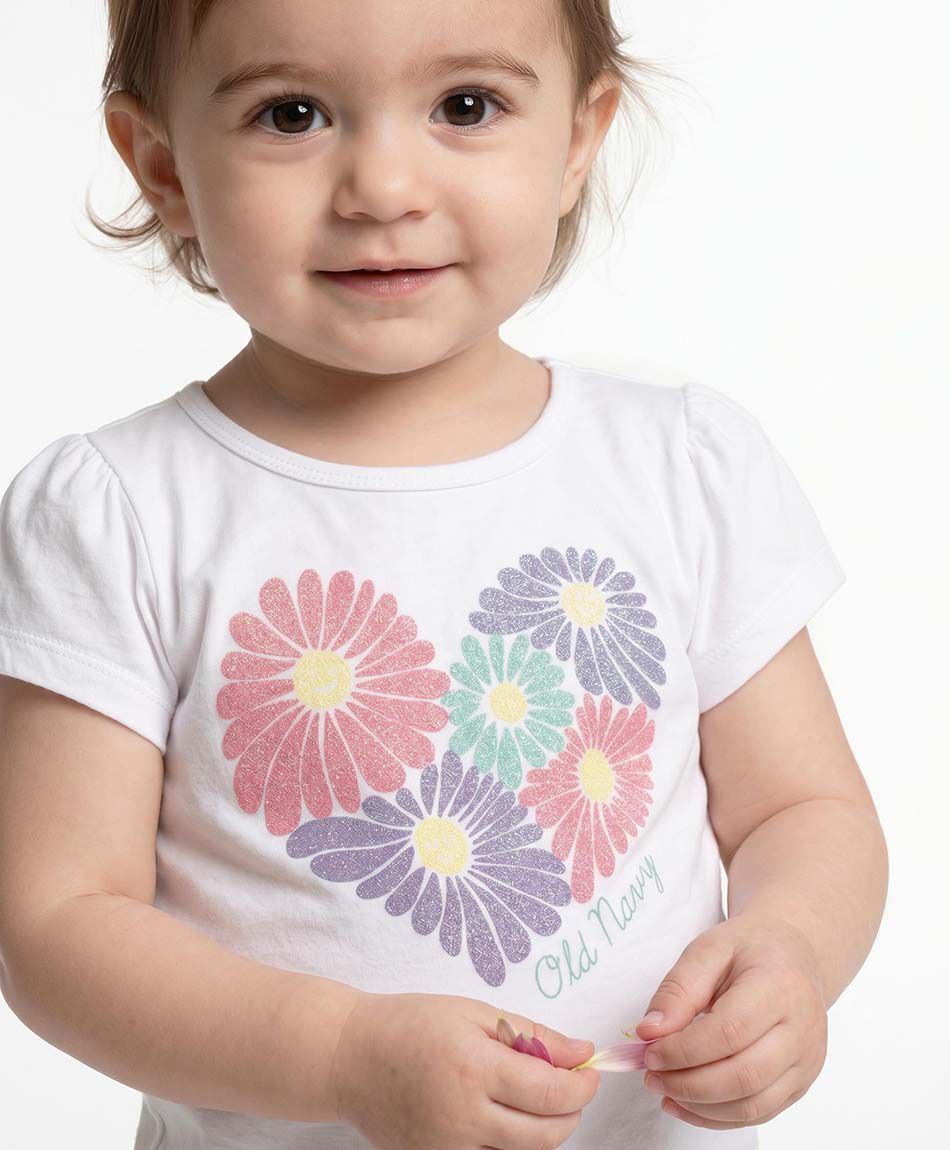 Polera beb&eacute; coraz&oacute;n con flores