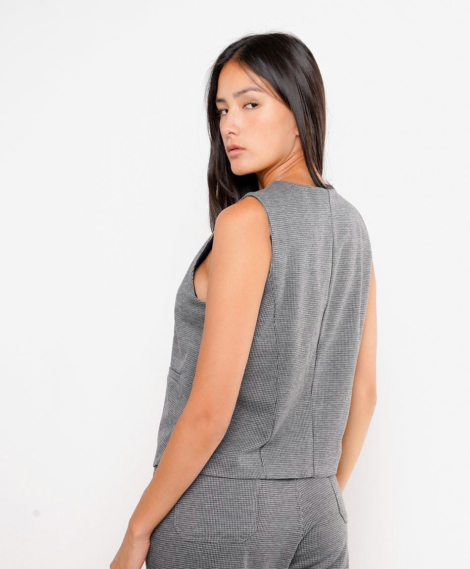 Vest mujer mini check grey