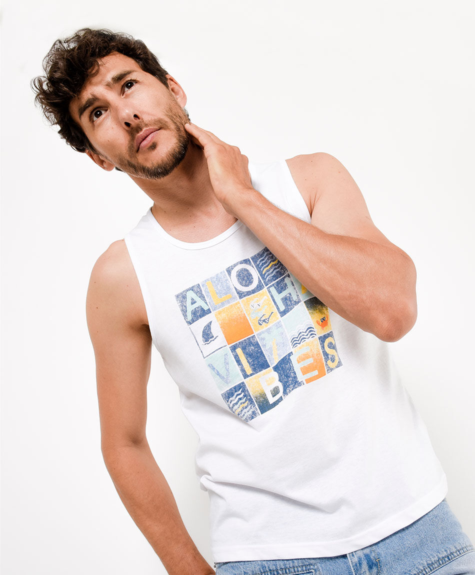 Polera hombre aloha sin mangas