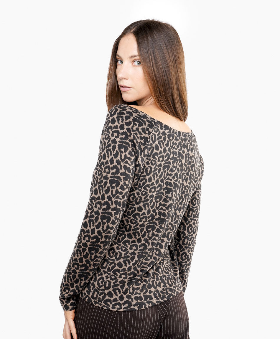 Sweater mujer animal print brwon