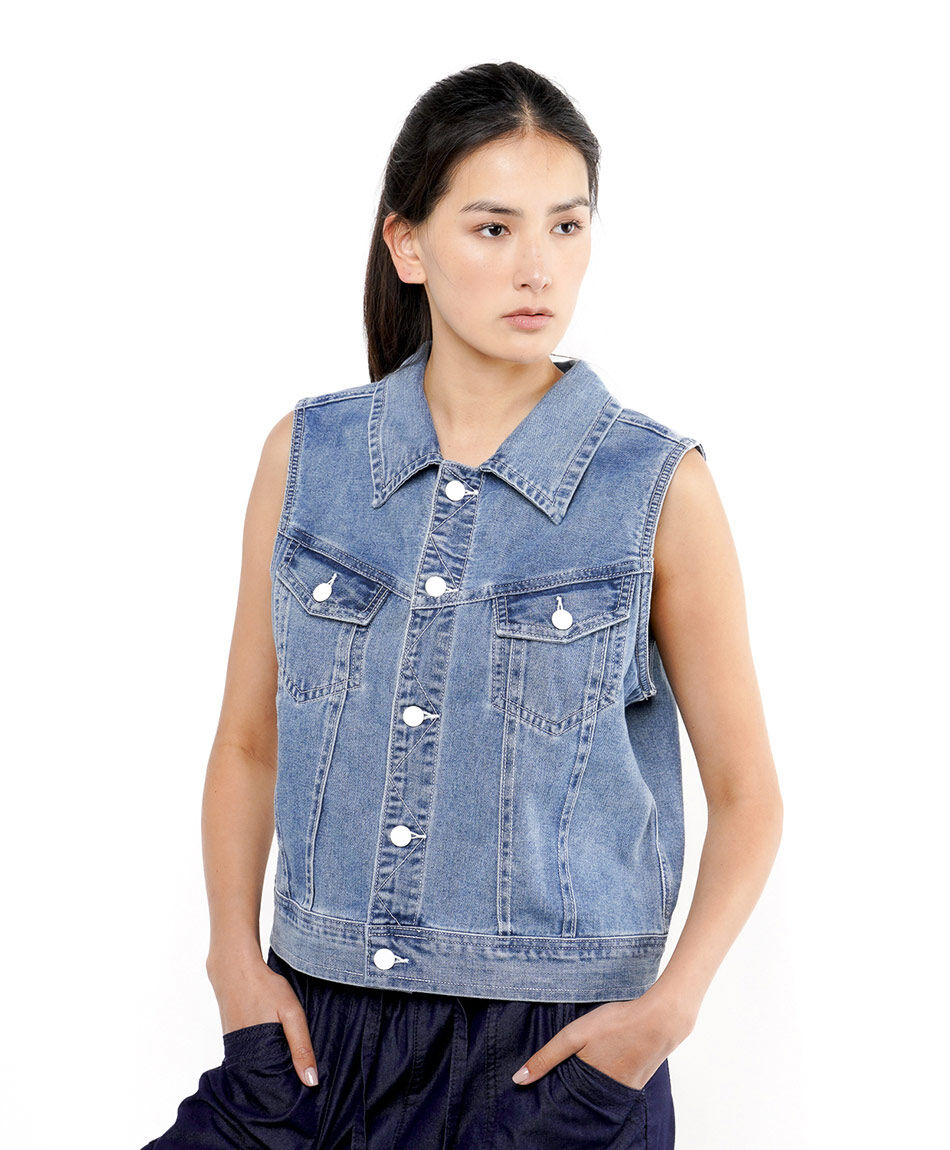 Chaqueta mujer denim sin mangas