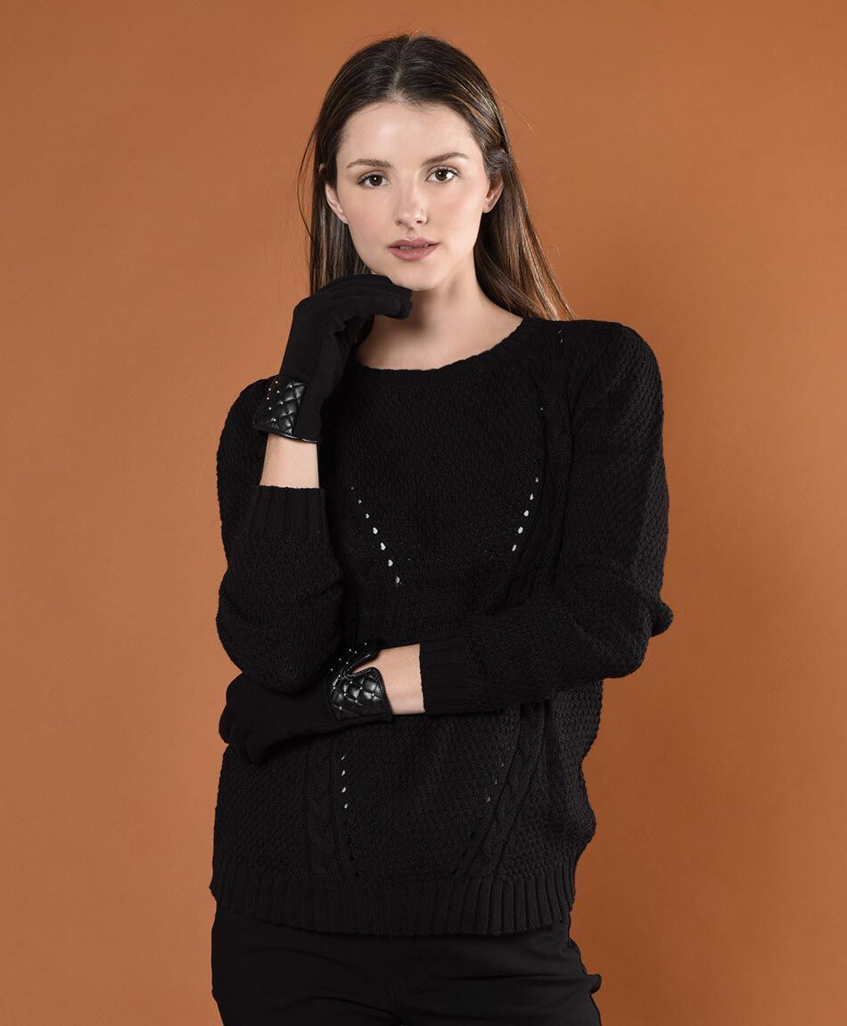 Sweater mini trenzas cuello redondo