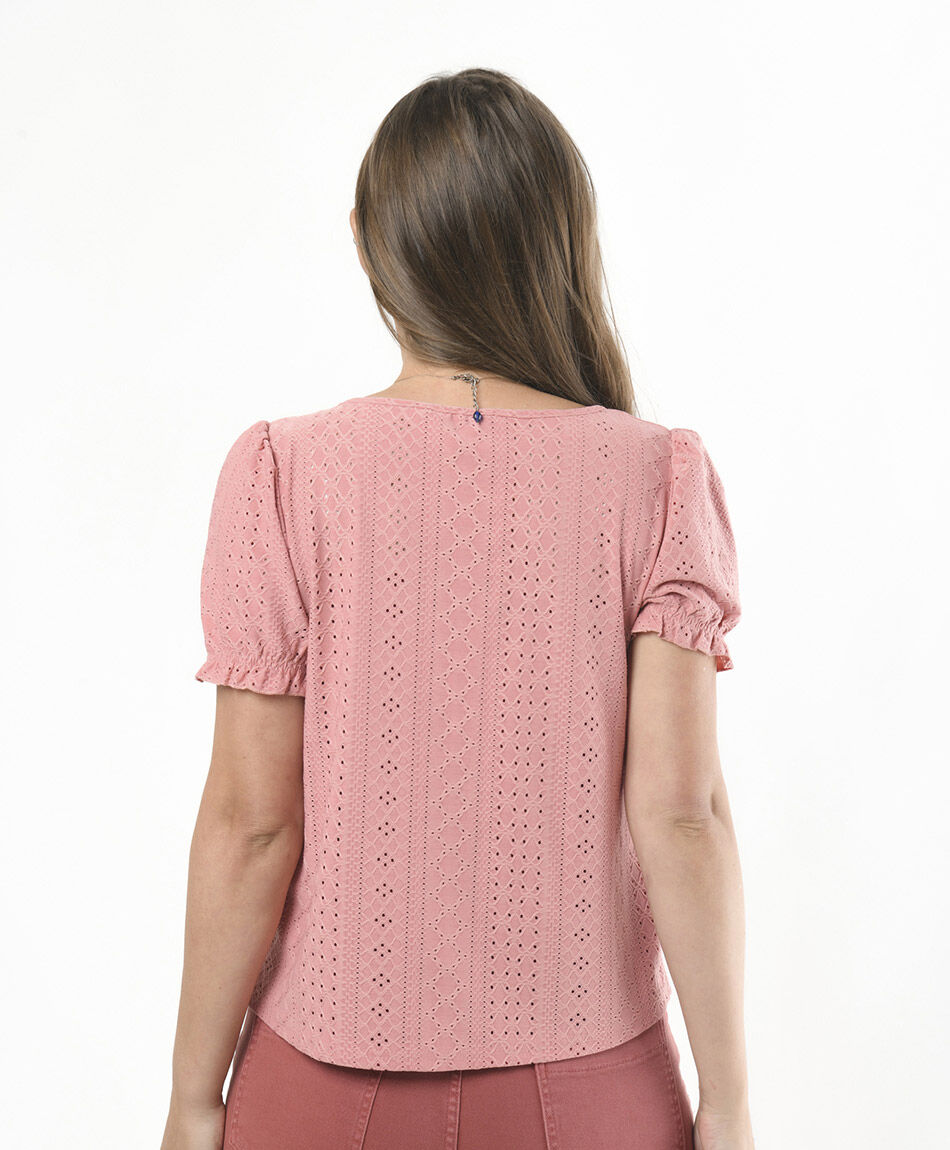 Polera mujer calada botones