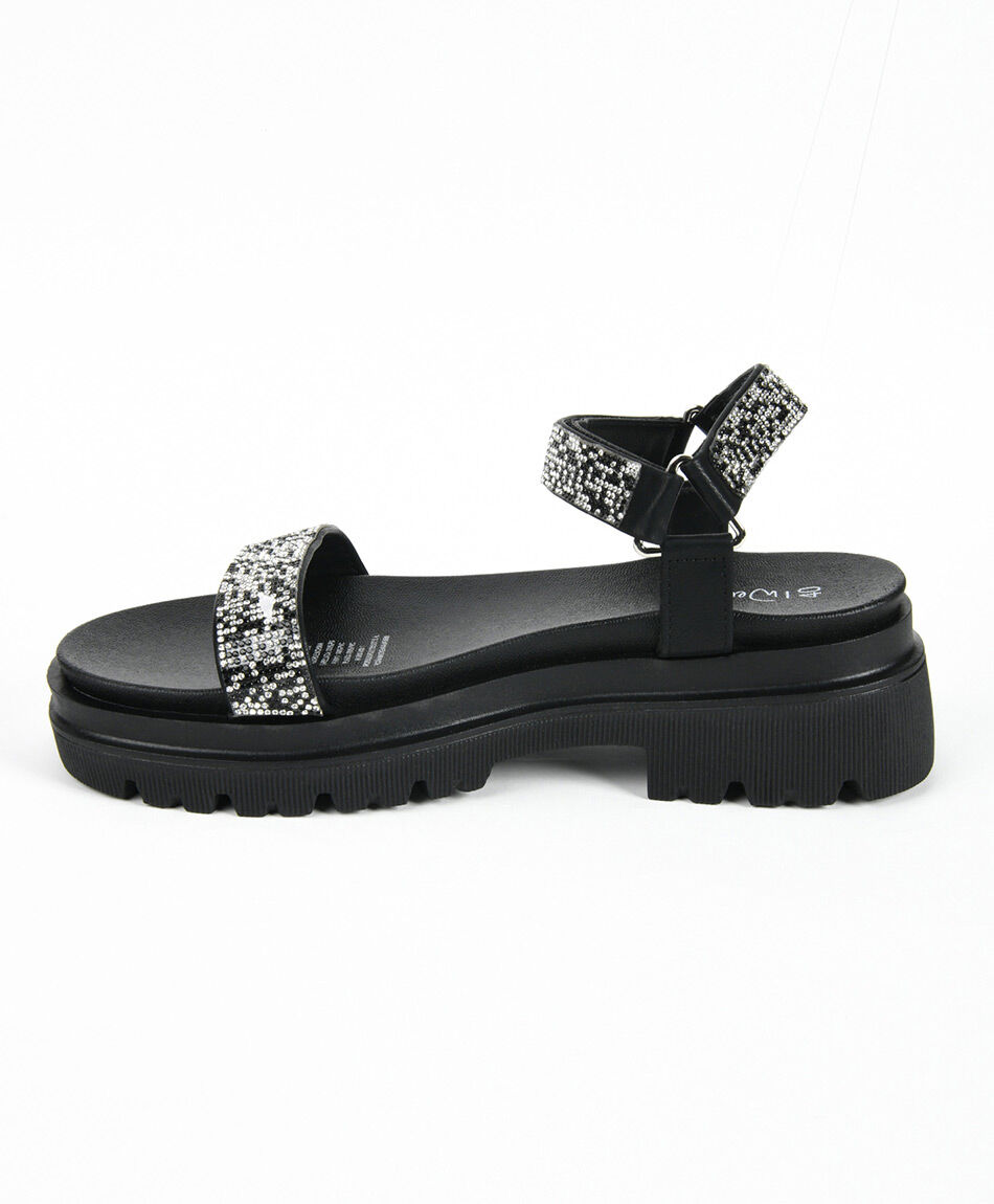 Sandalia mujer brillos plataforma