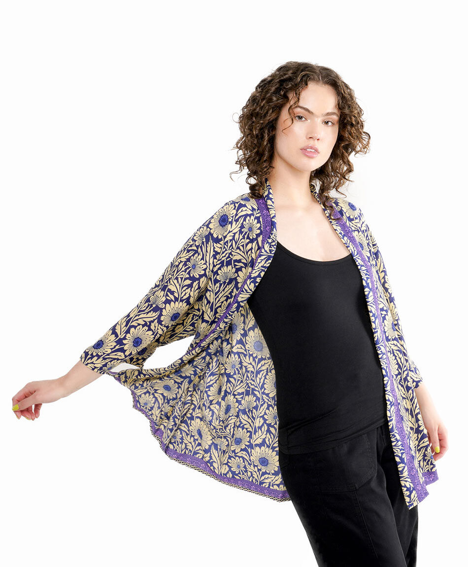 Kimono mujer flores azules