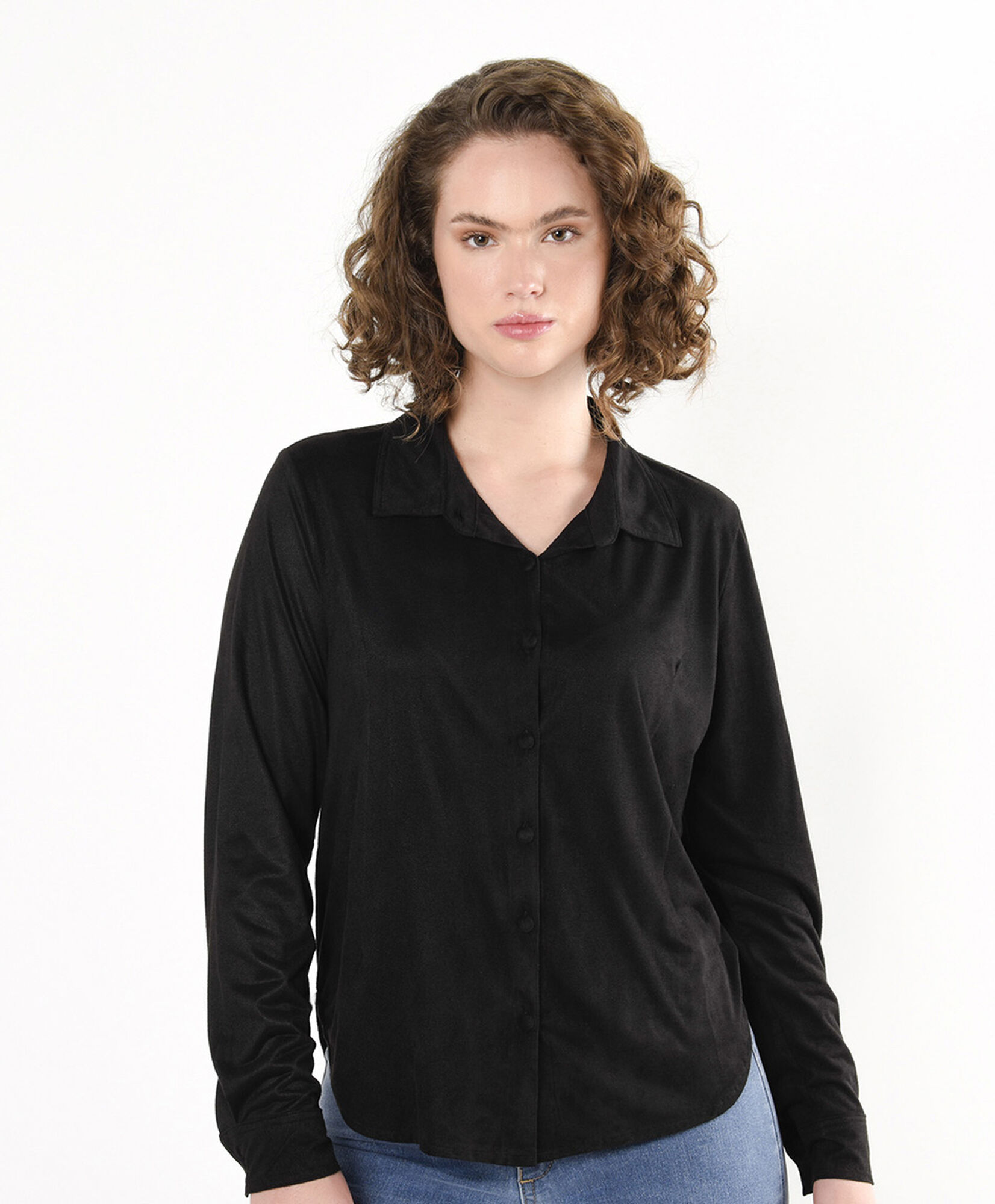 Blusa mujer lisa gamuza negra Blusa mujer lisa gamuza negra