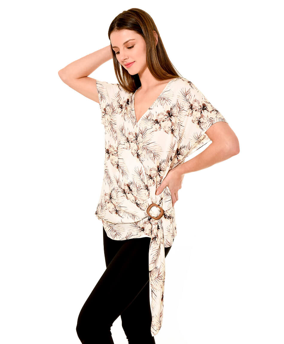 Polera print hojitas