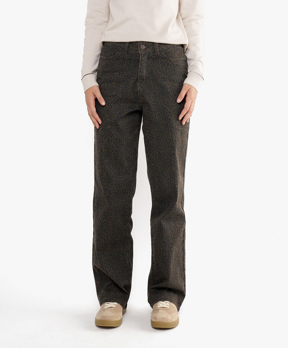 Jeans mujer animal print liso brown