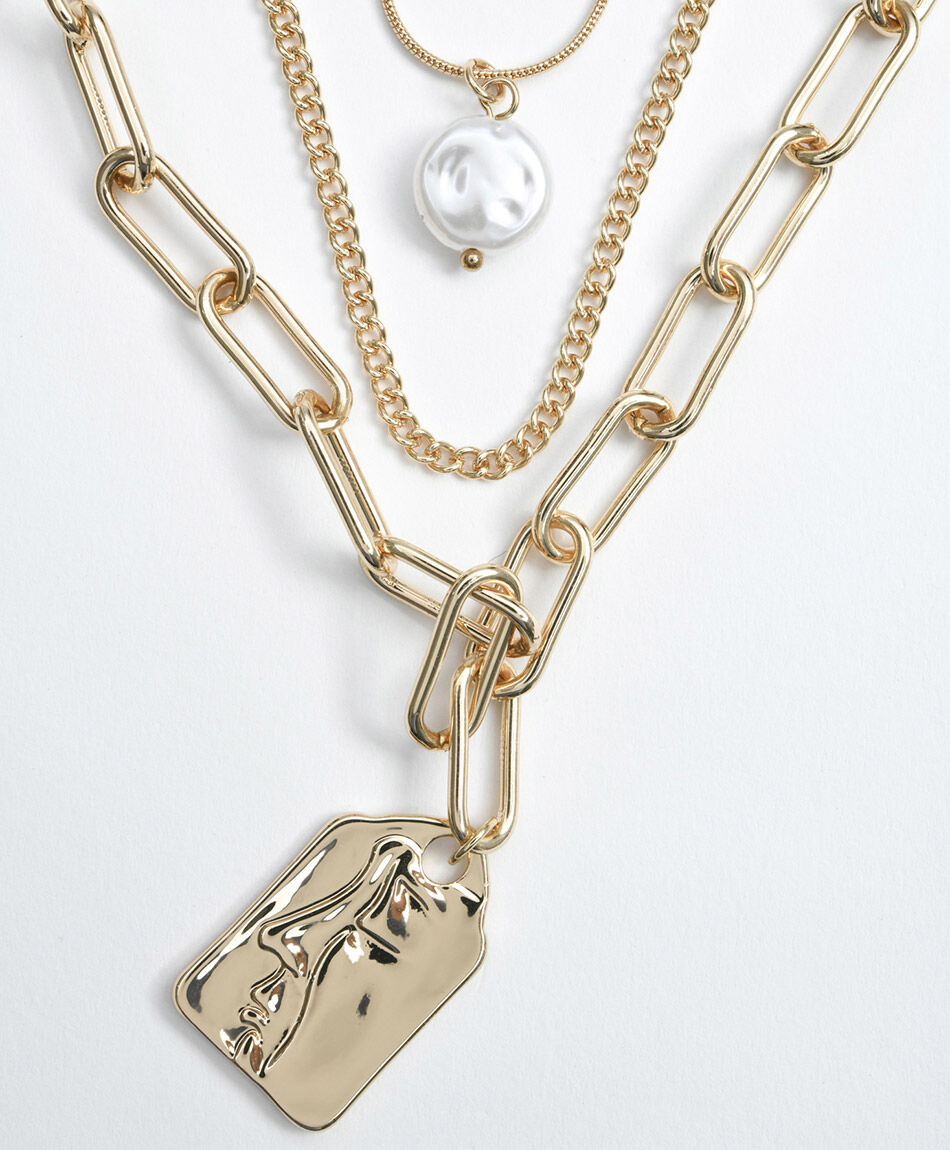 Collar mujer dorado triple 1 pieza