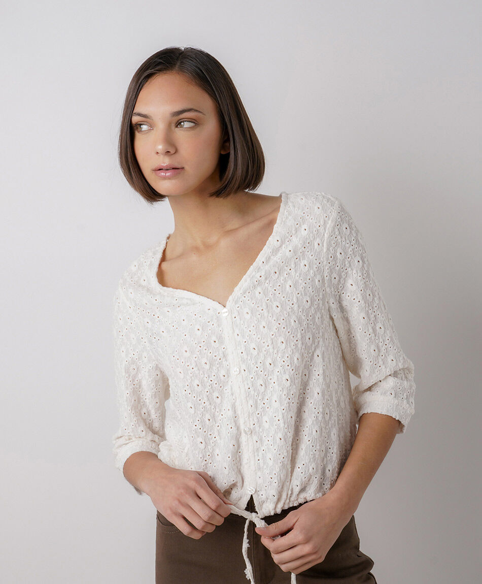 Polera mujer dise&ntilde;o flor lazo