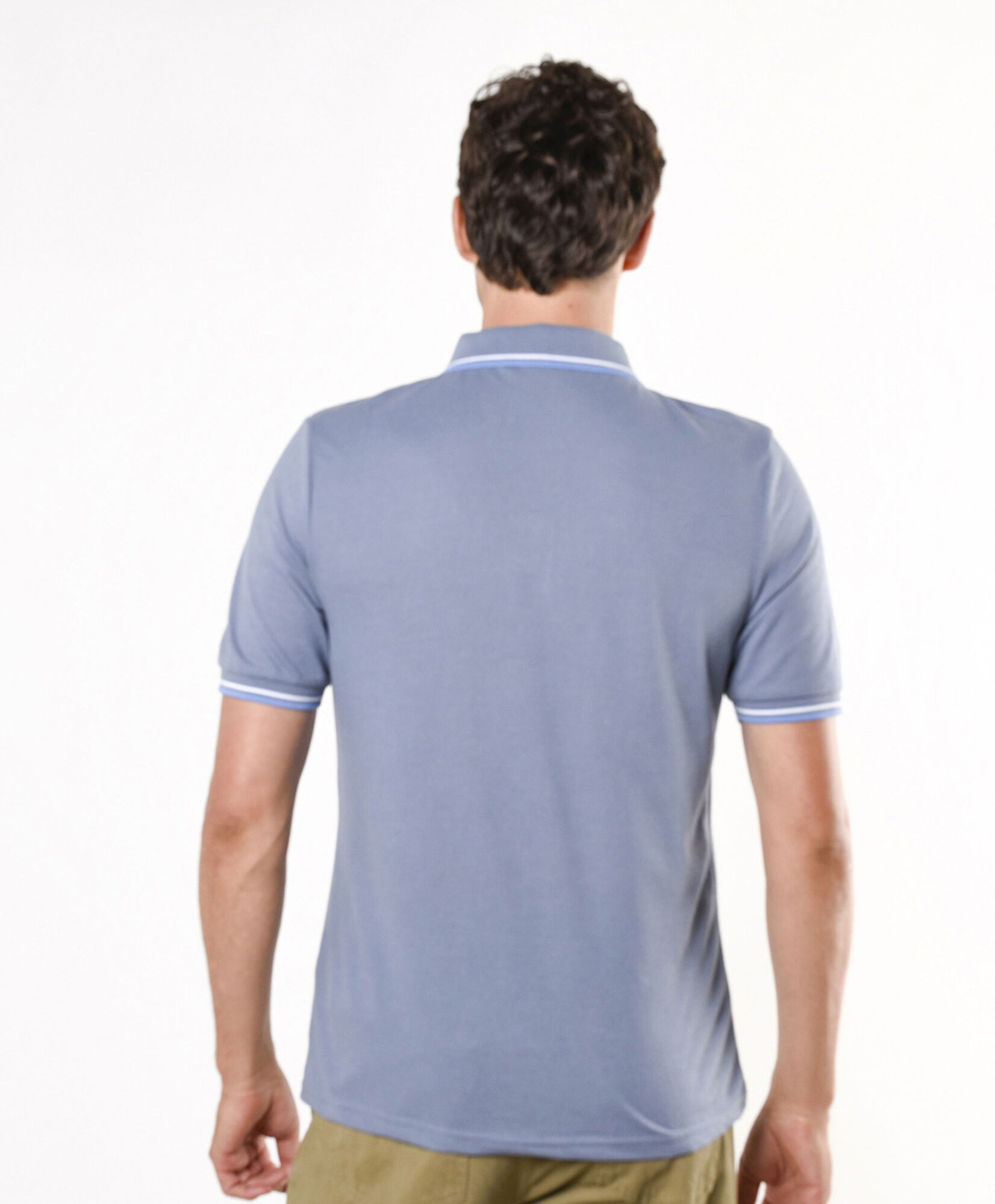 Polera hombre doble línea cuello piqué Polera hombre doble línea cuello piqué