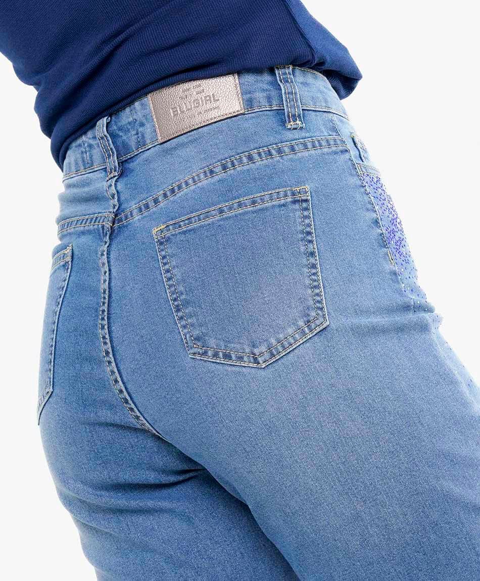 Jeans mujer wide leg brillos