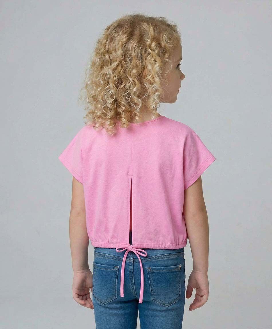 Polera ni&ntilde;a crop lazo