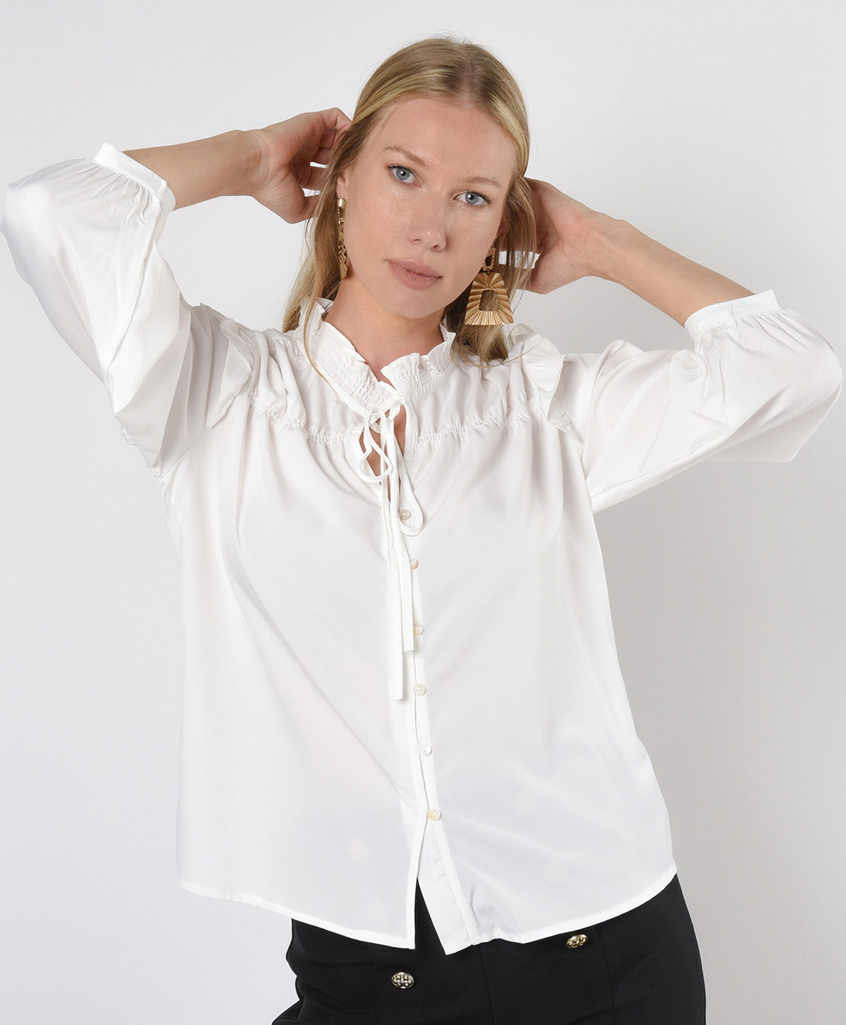 Blusas Juveniles Blusa Con Vuelos En Los Hombros Blusas Juveniles