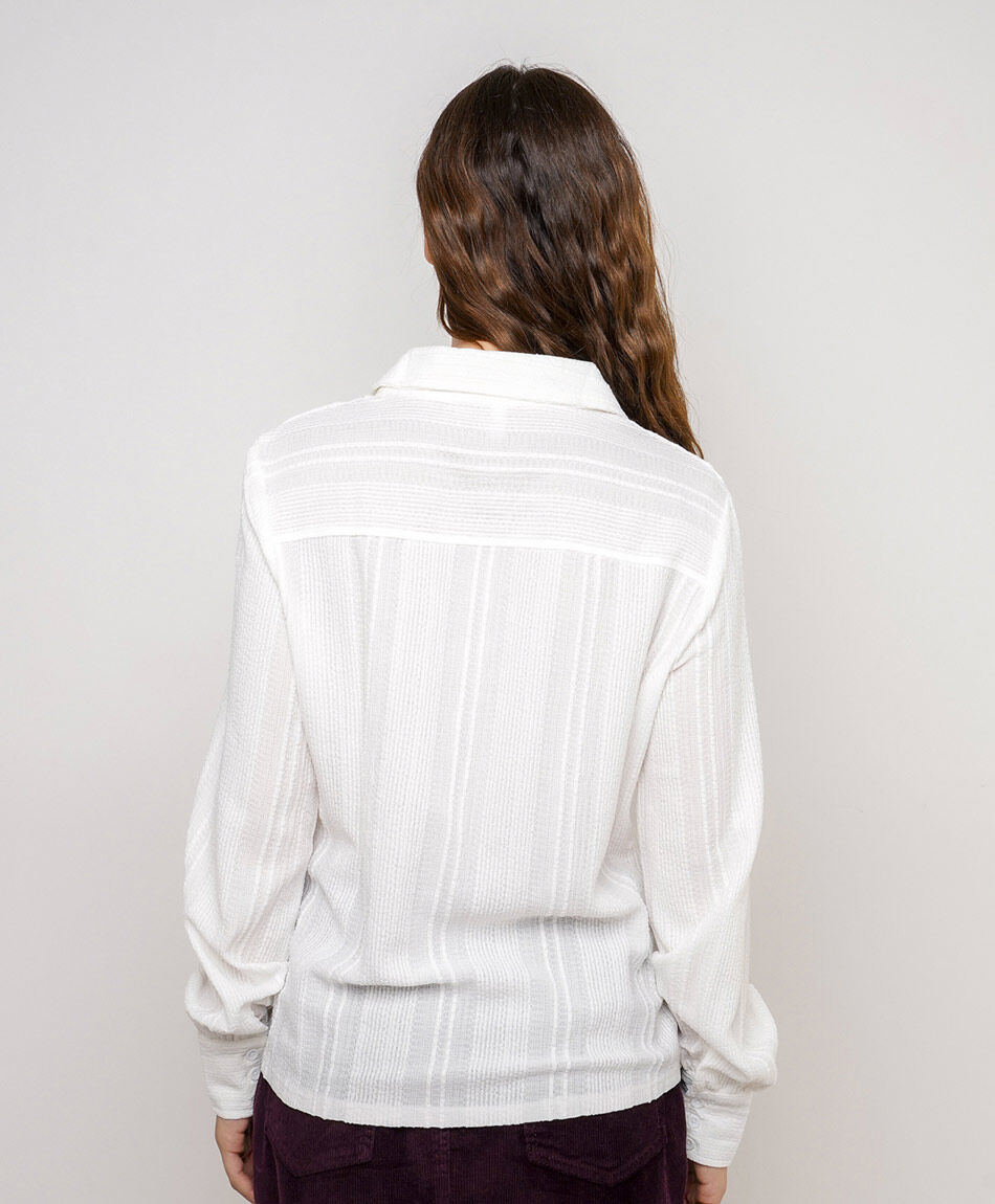 Blusa mujer camisera jacquard white