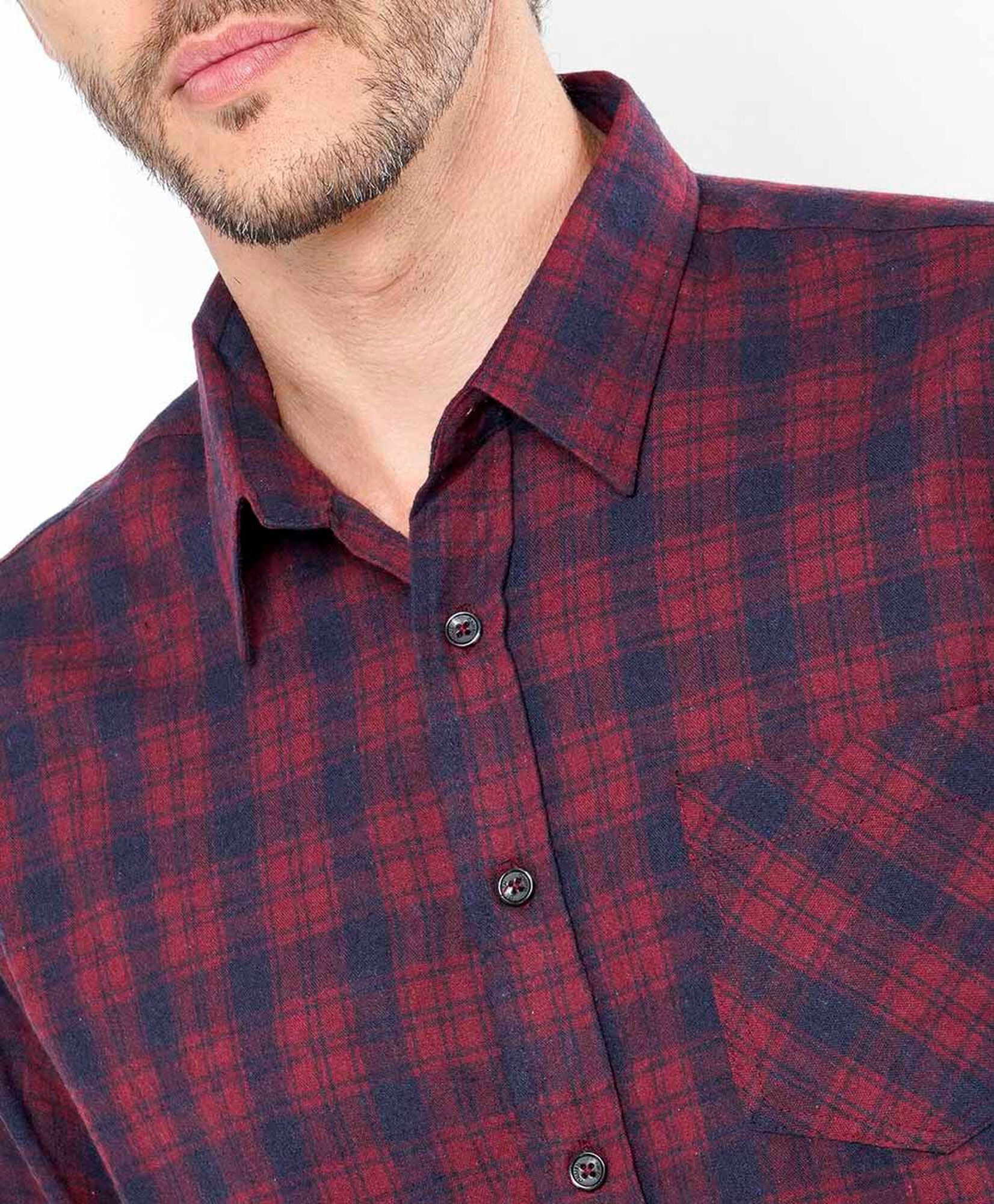 Camisa hombre cuadrillé burdeo Camisa hombre cuadrillé burdeo