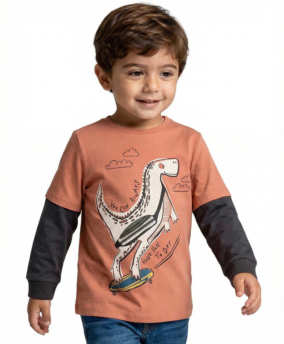 Polera beb&eacute; estampado dinocool