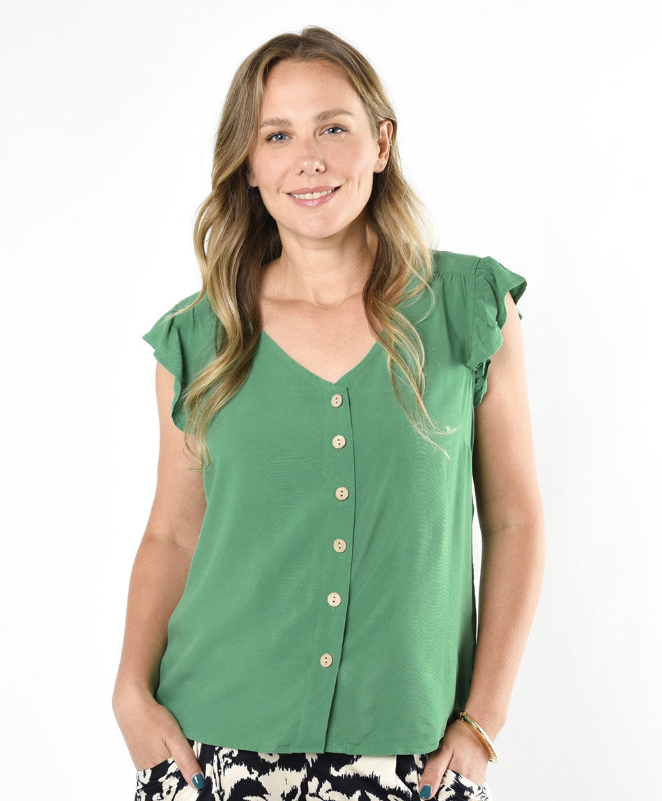 Blusa mujer botones vuelos
