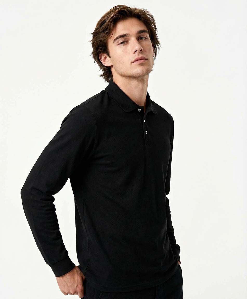 Polera hombre manga larga piqu&eacute;