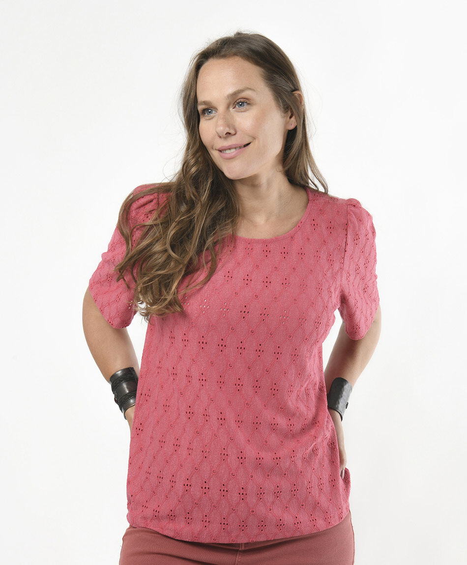 Polera mujer calado rombos