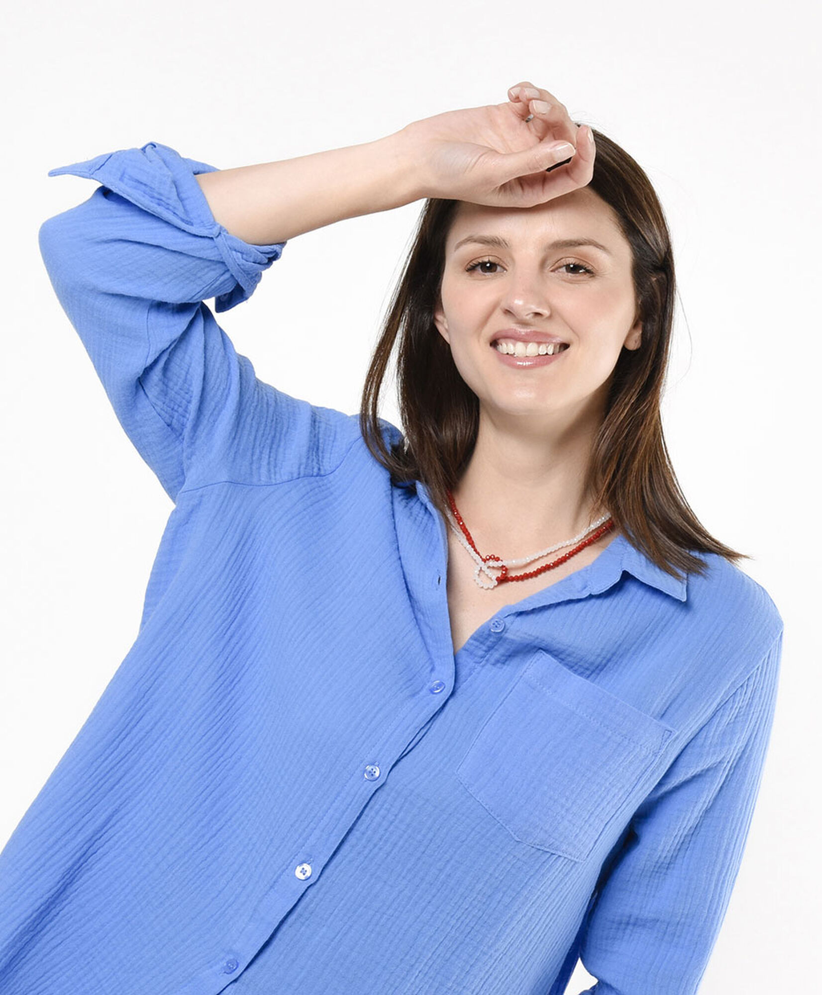 Blusa mujer texturizada azul Blusa mujer texturizada azul