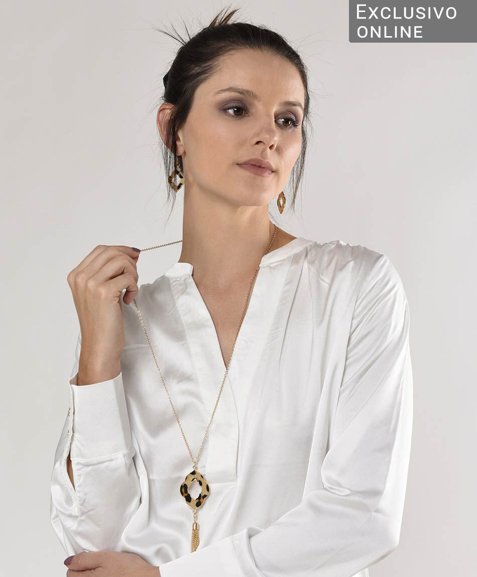 Set collar + aros mujer animal print 3 piezas