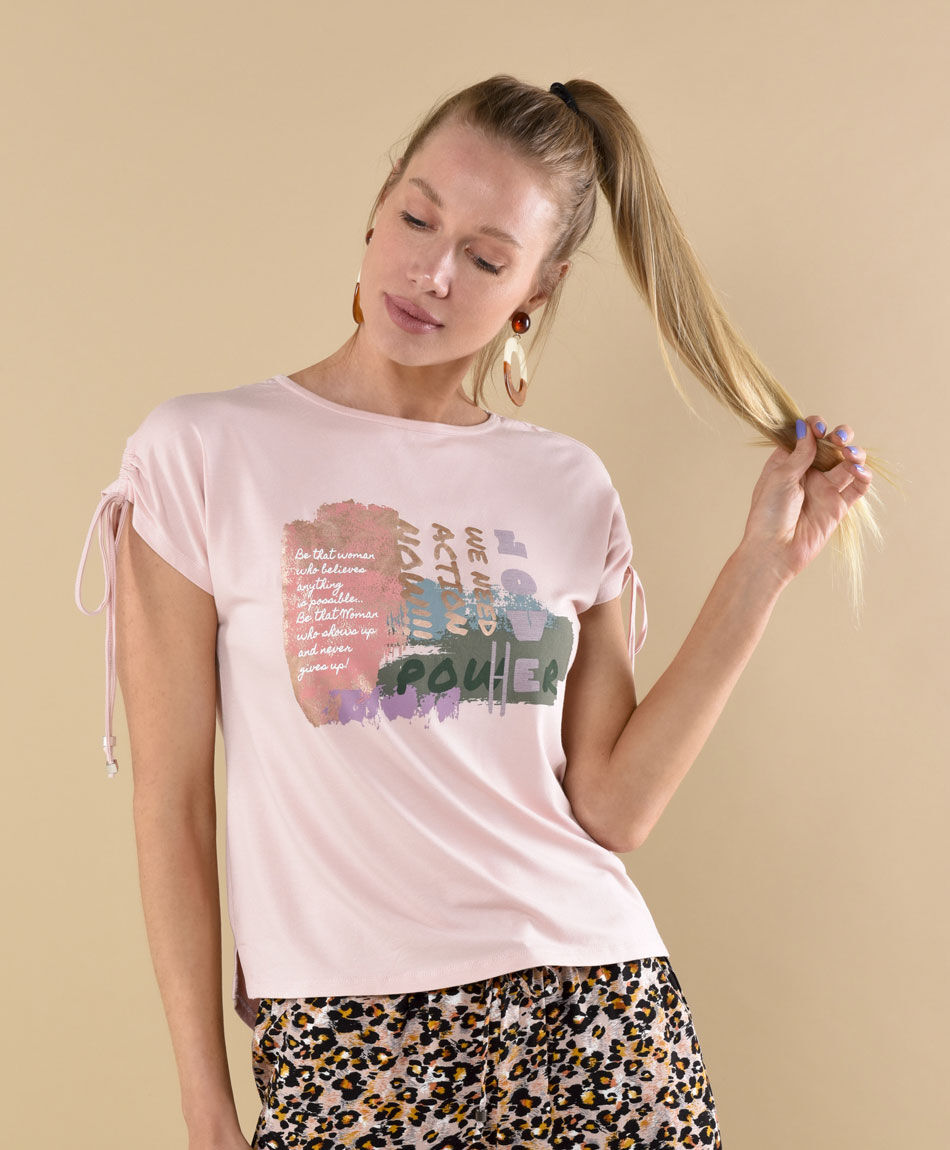 Polera manga corta cuello redondo