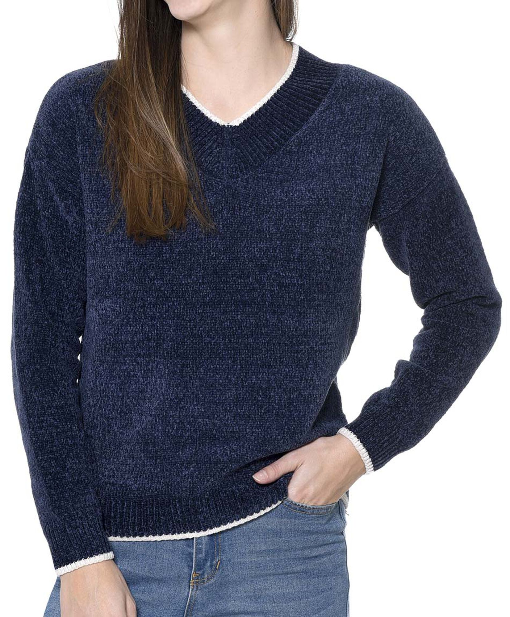 Sweater chenille cuello v Sweater chenille cuello v