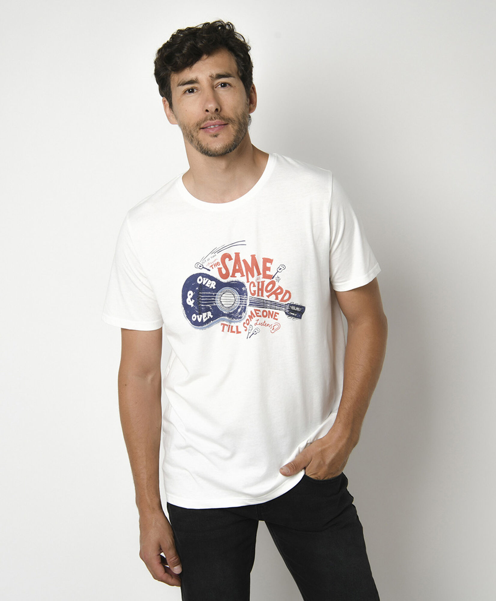 Polera hombre frase guitarra Polera hombre frase guitarra