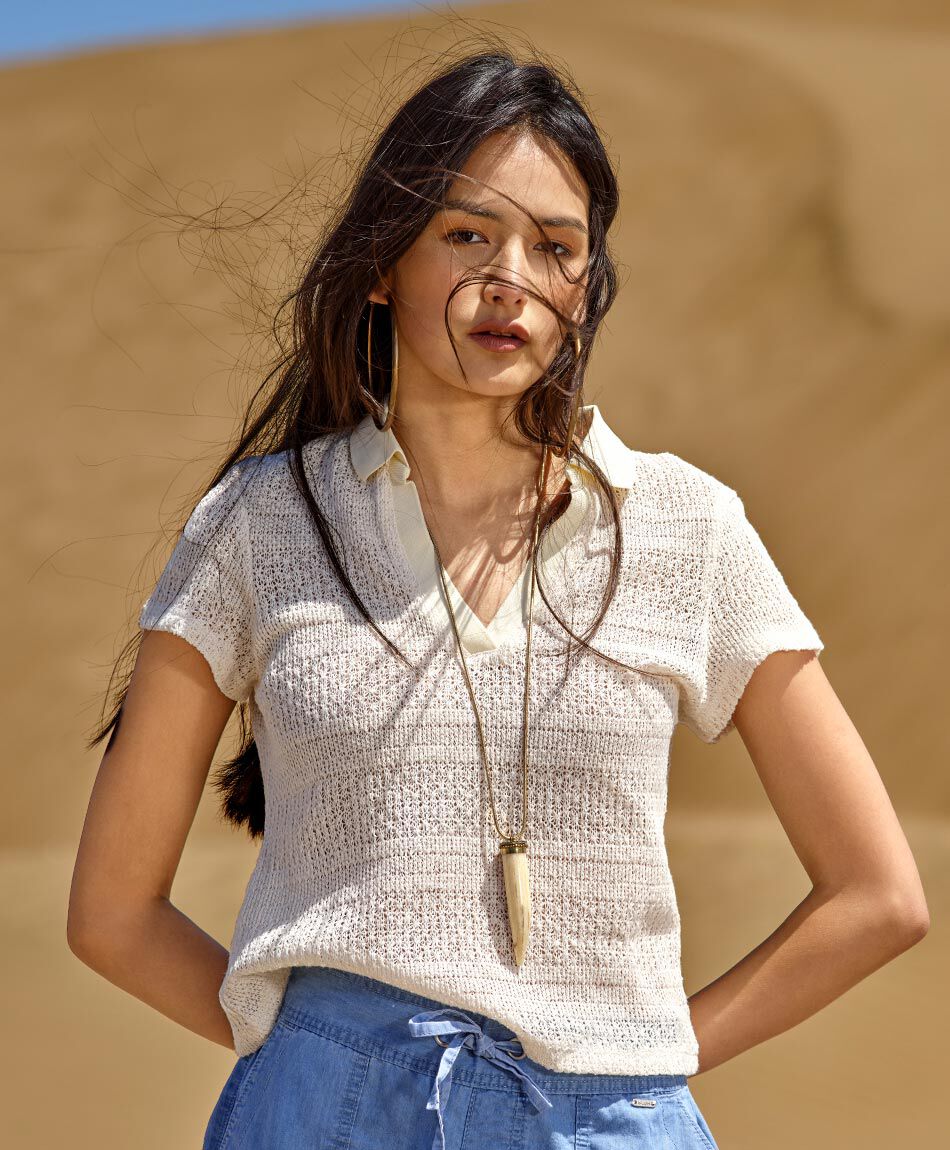 Tejido mujer cuello piqué