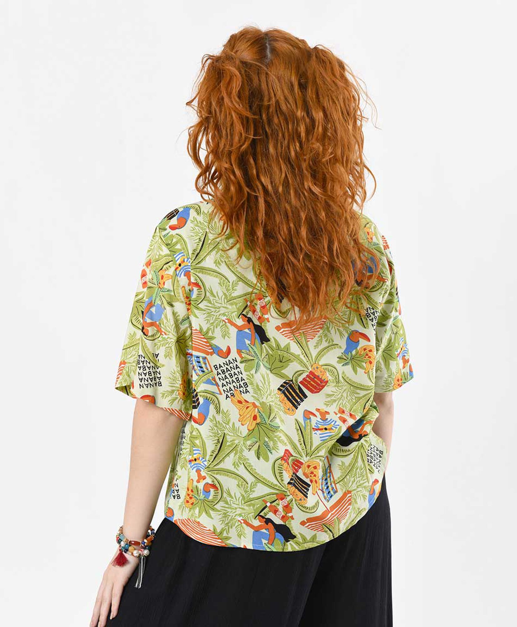 Blusa mujer tropical con bolsillo Blusa mujer tropical con bolsillo