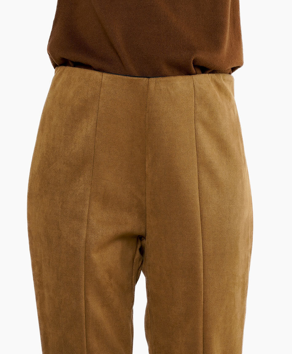 Pantalones mujer simil suede brwon