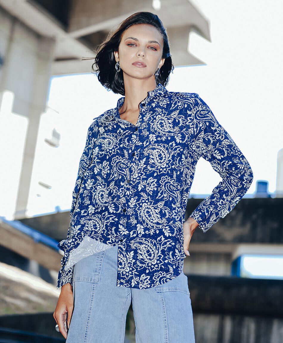 Blusa mujer estampado indigo