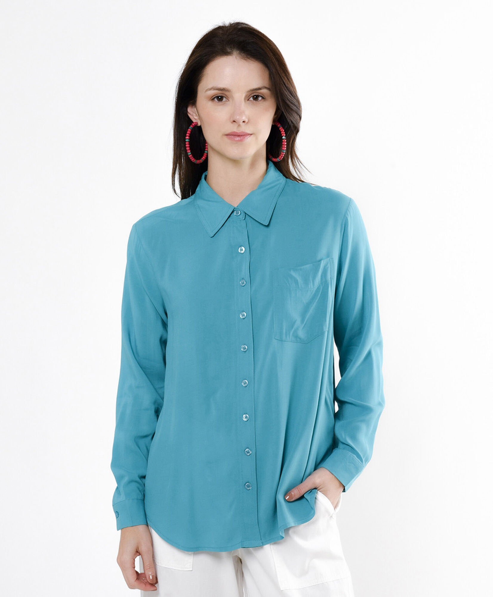 Aguamarina Blusas Color Verde Aqua Outfit Blusas Azul Aguamarina