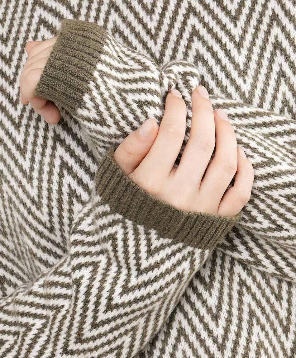 Sweater mujer manga ancha espiga green