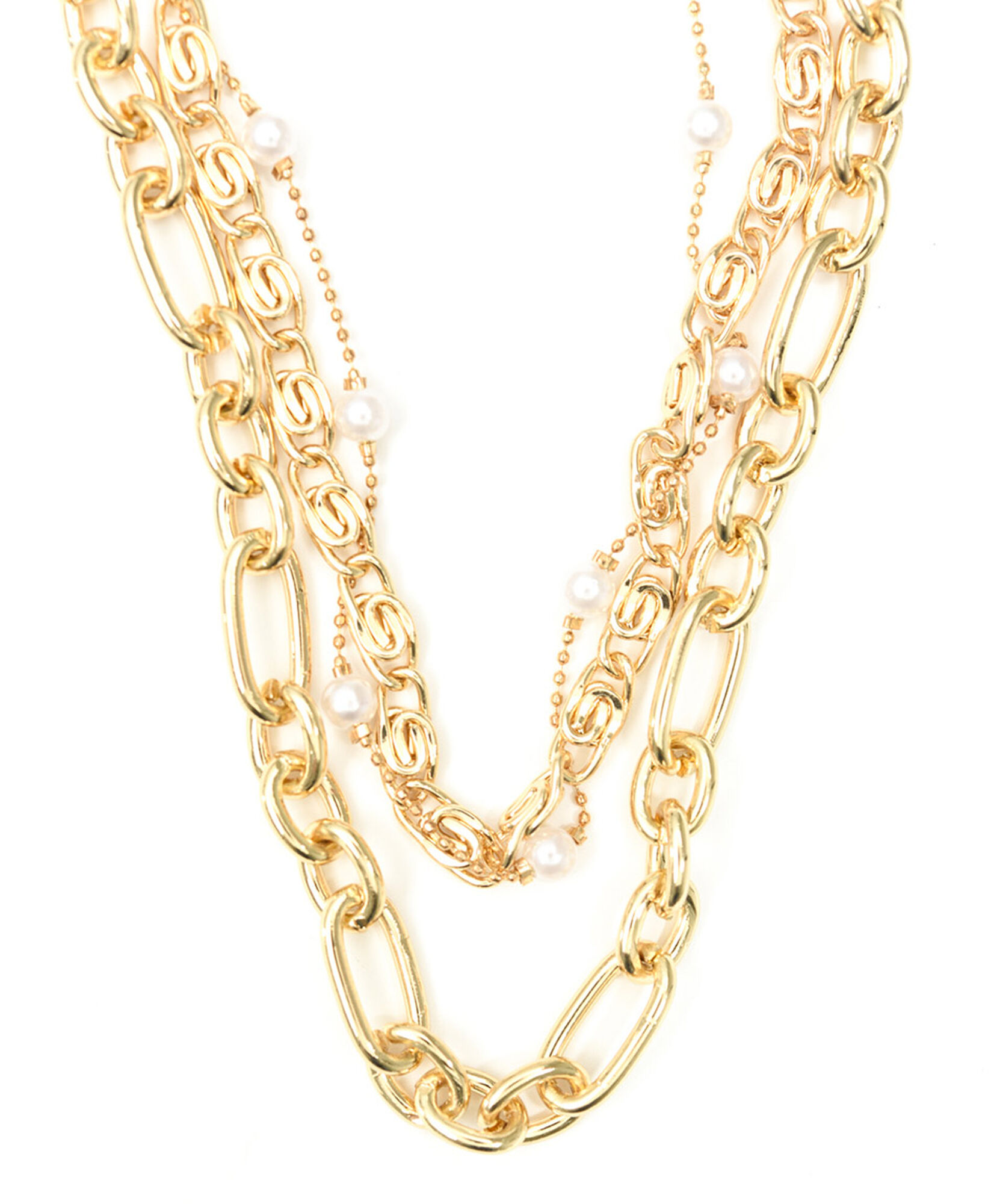 Collar mujer triple cadenas y perlas Collar mujer triple cadenas y perlas