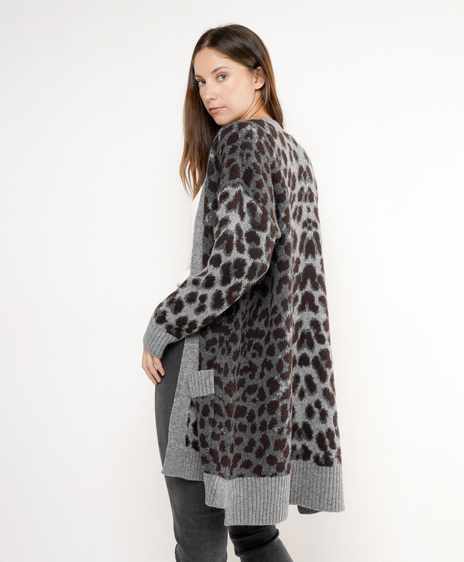 Cardigan mujer animal print grey