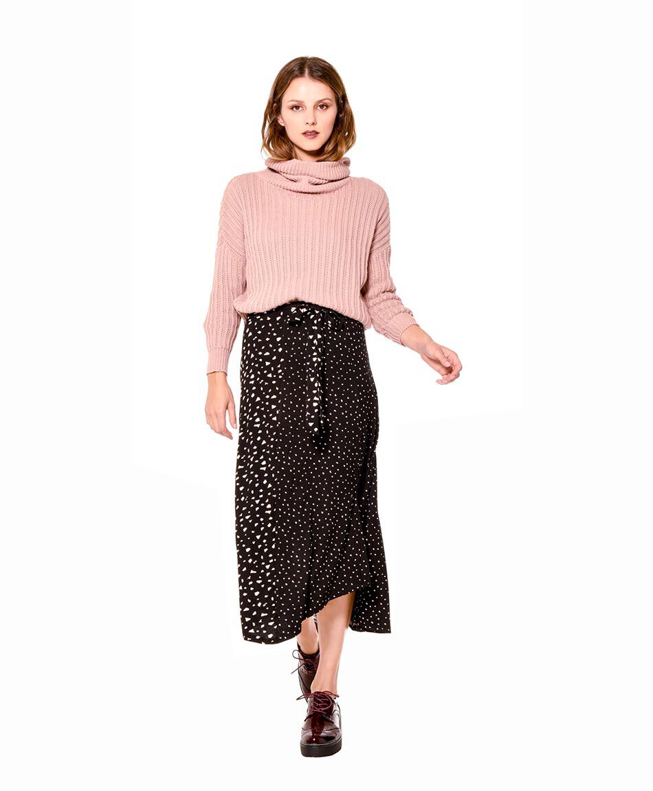 Falda estampada mixta
