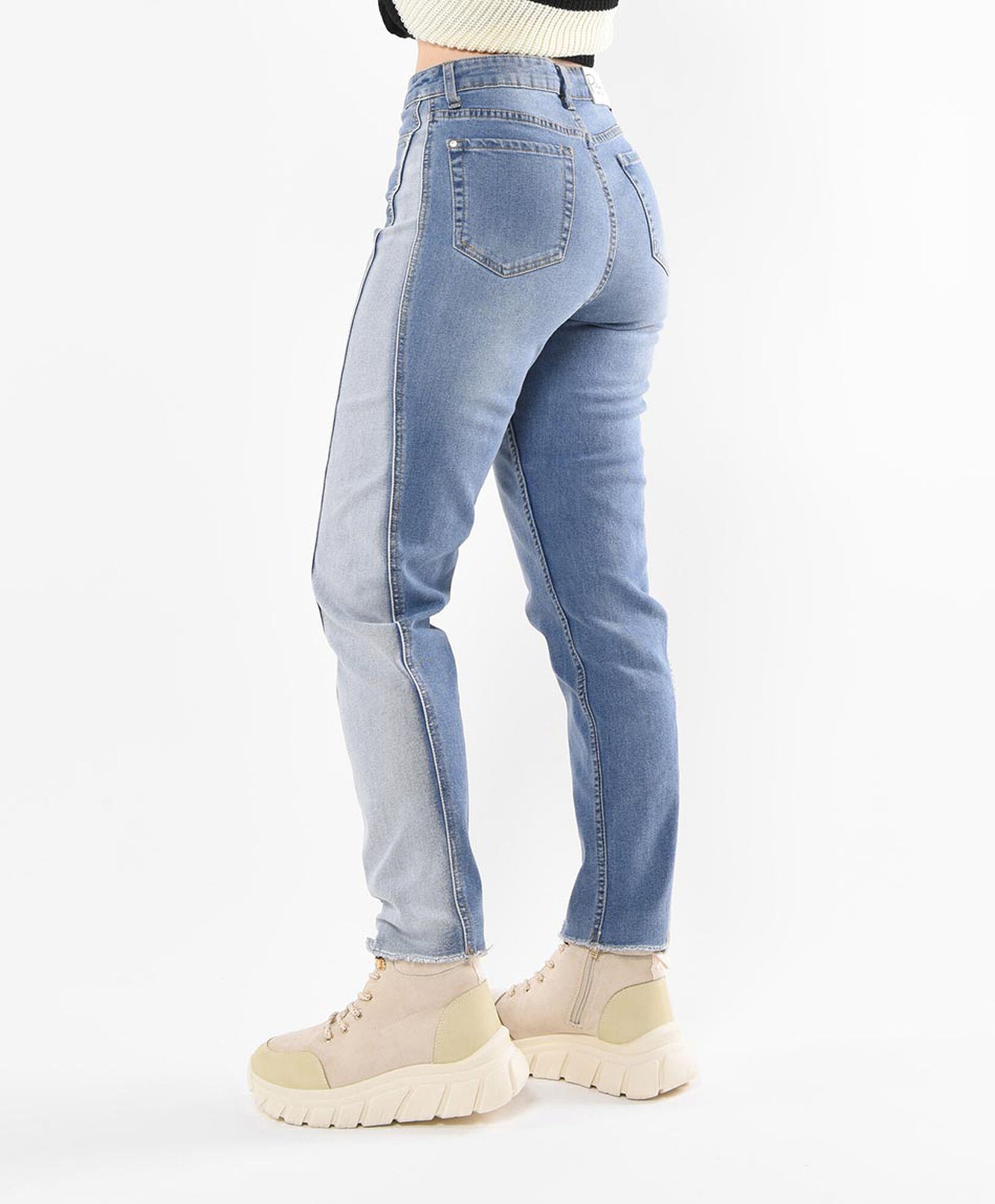 Jeans mujer bicolor tiro alto Jeans mujer bicolor tiro alto