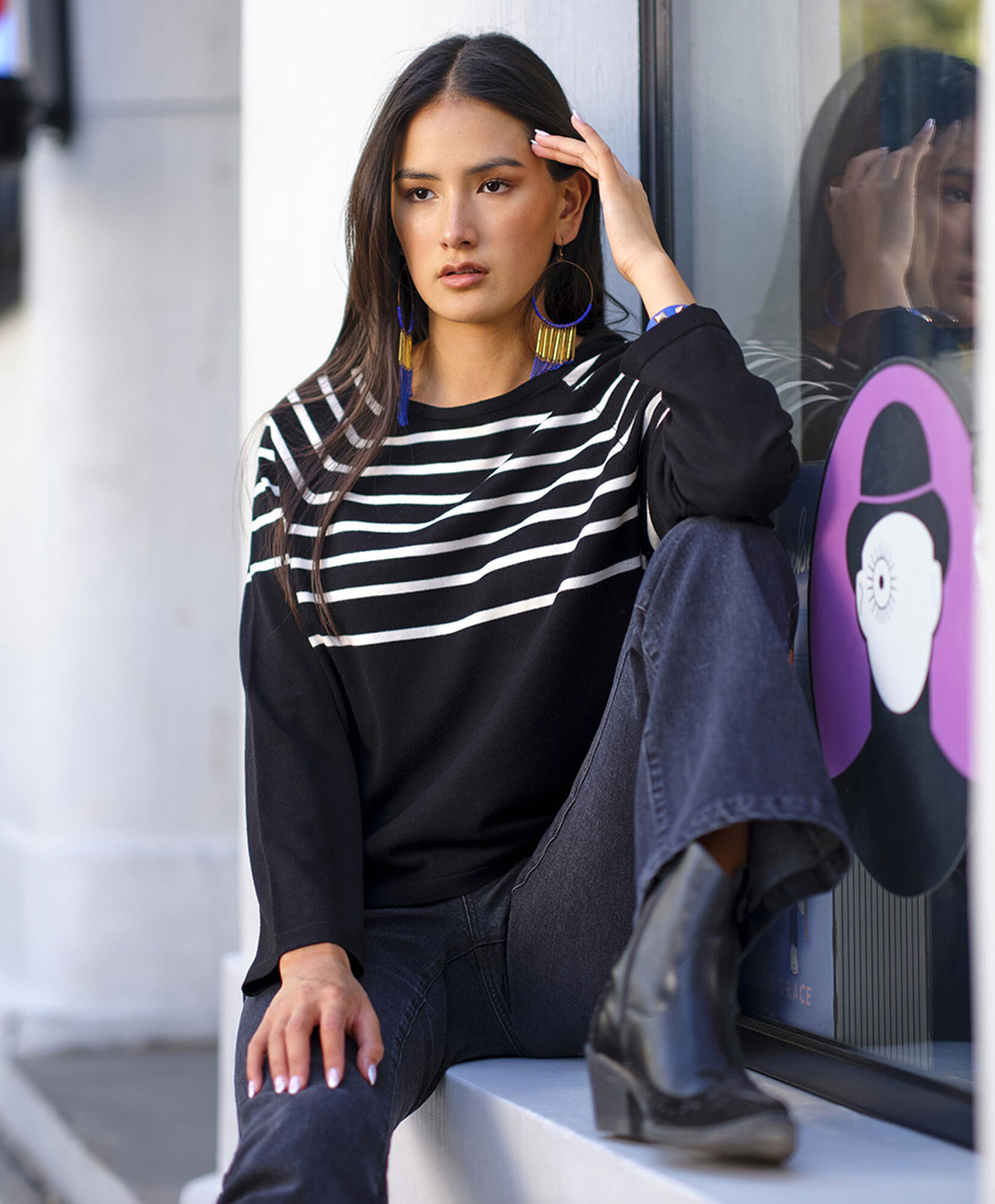 Sweater mujer rayado blanco y negro Sweater mujer rayado blanco y negro